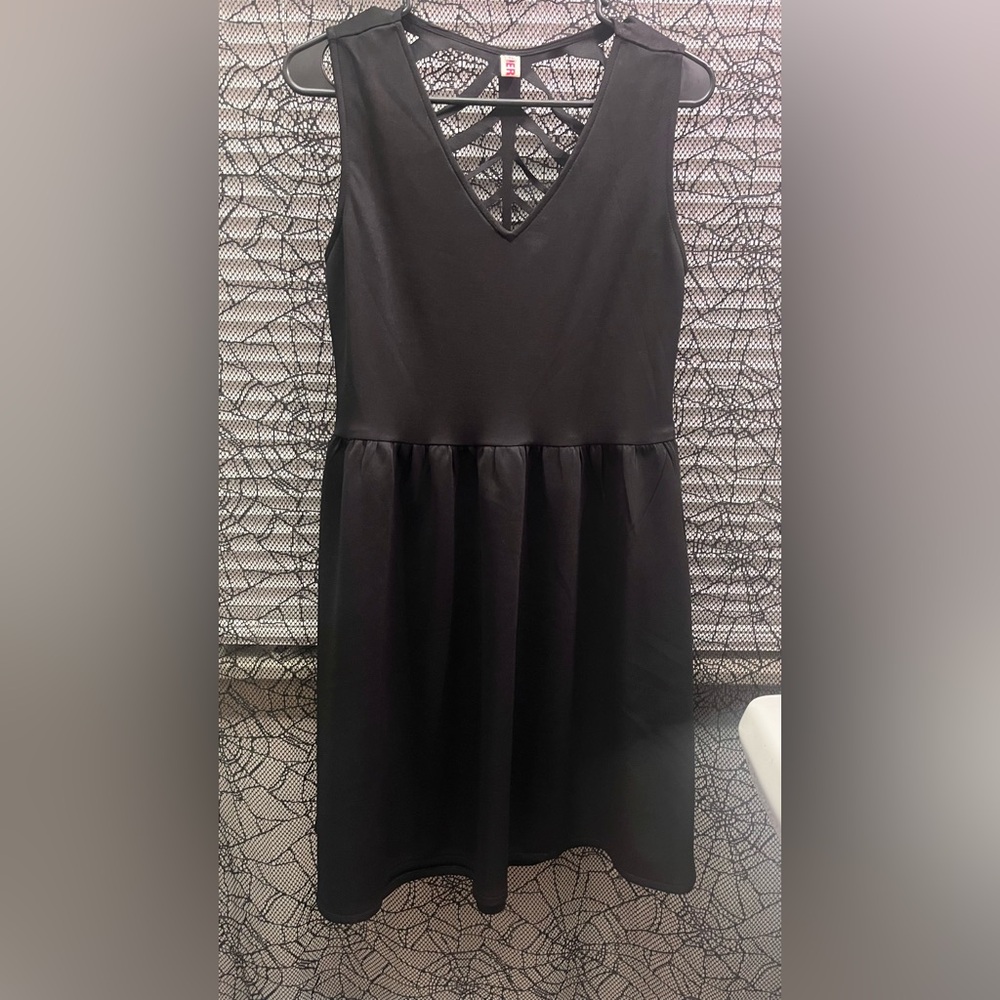 Black goth dress spiderweb cut out back